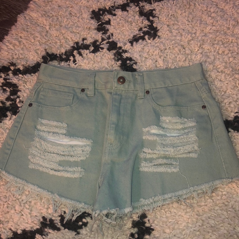 Light green jean shorts